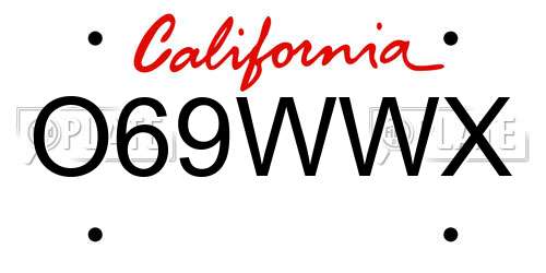O69WWX California License Plate