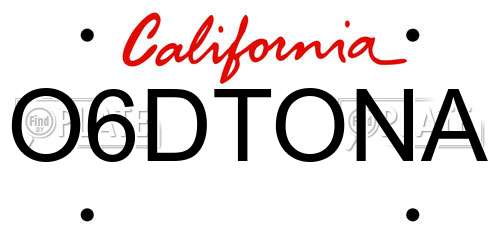 O6DTONA California License Plate