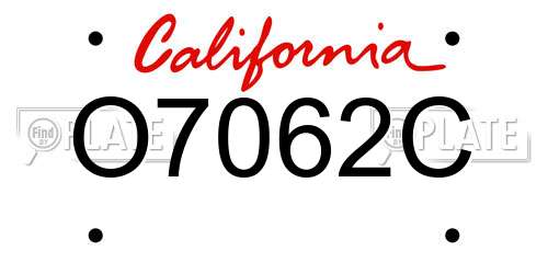 O7062C California License Plate
