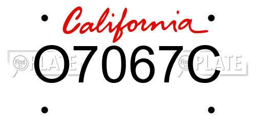 O7067C California License Plate