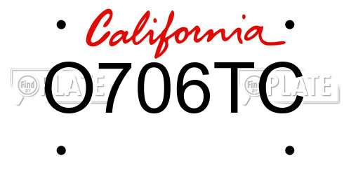 O706TC California License Plate