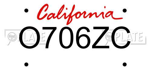 O706ZC California License Plate