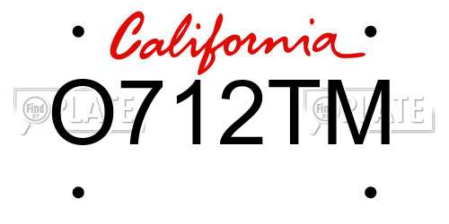 O712TM California License Plate