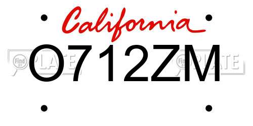 O712ZM California License Plate