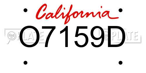O7159D California License Plate