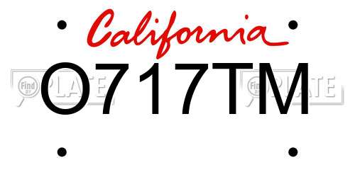 O717TM California License Plate