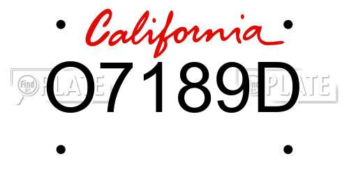 O7189D California License Plate