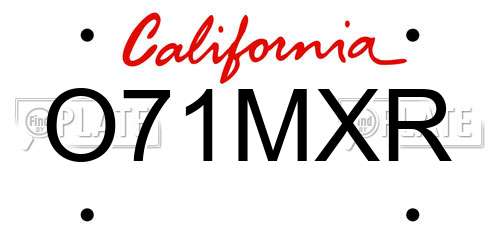 O71MXR California License Plate