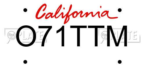 O71TTM California License Plate