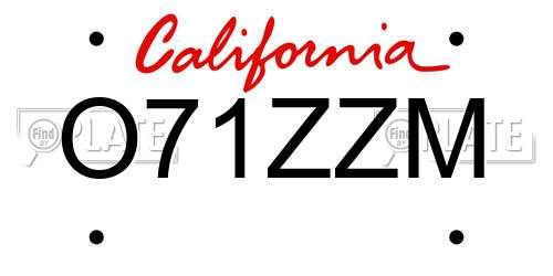 O71ZZM California License Plate