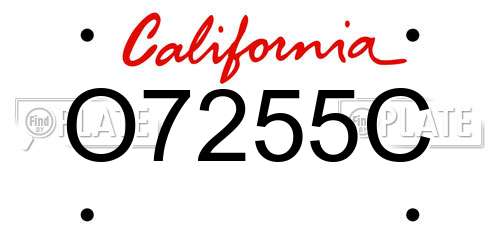O7255C California License Plate