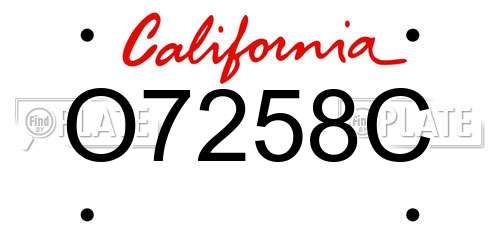 O7258C California License Plate
