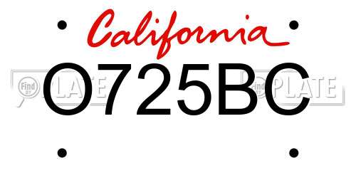 O725BC California License Plate