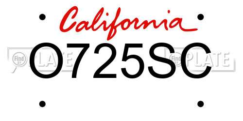 O725SC California License Plate