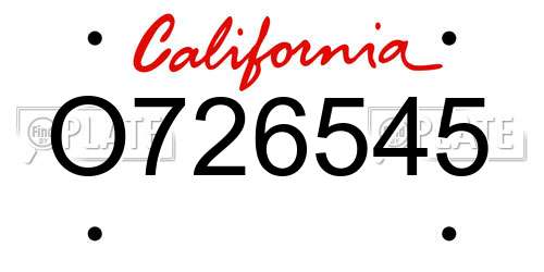 O726545 California License Plate