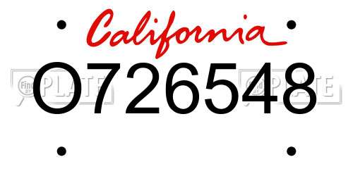 O726548 California License Plate