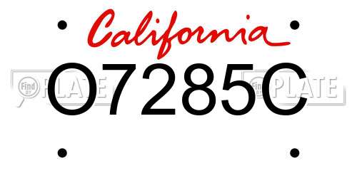 O7285C California License Plate