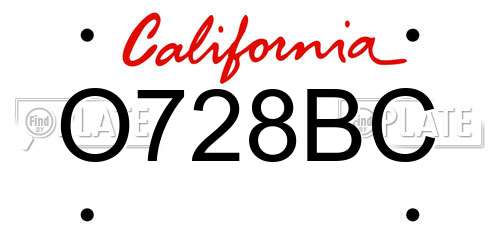 O728BC California License Plate
