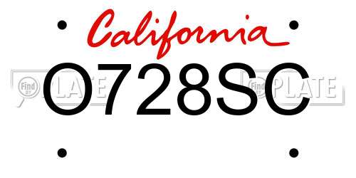 O728SC California License Plate