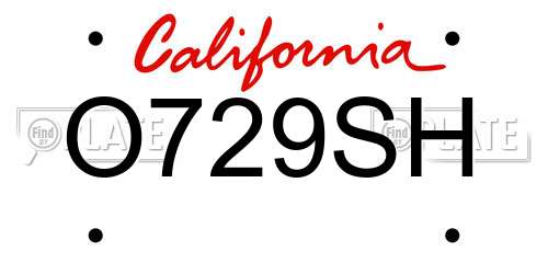 O729SH California License Plate