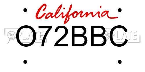 O72BBC California License Plate