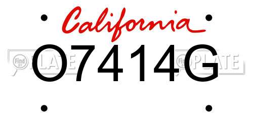 O7414G California License Plate