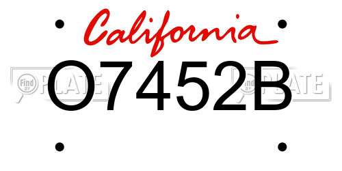 O7452B California License Plate