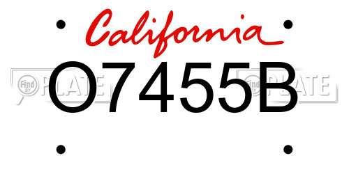O7455B California License Plate