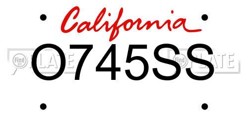 O745SS California License Plate