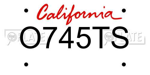 O745TS California License Plate