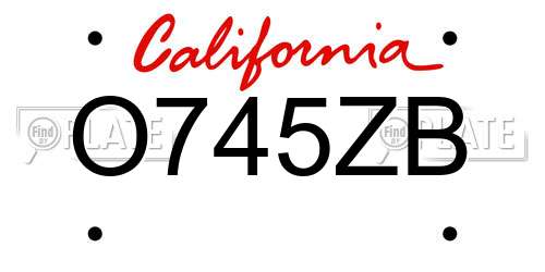 O745ZB California License Plate