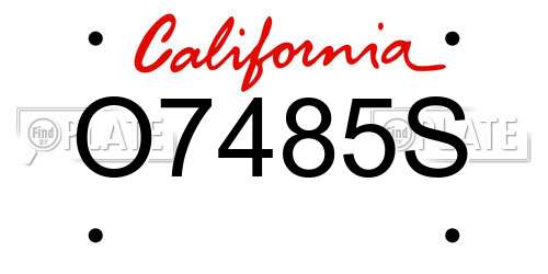 O7485S California License Plate