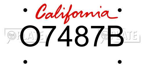 O7487B California License Plate