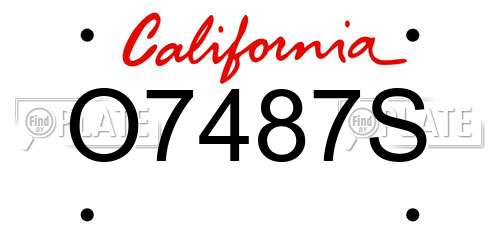 O7487S California License Plate