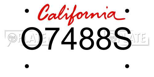 O7488S California License Plate