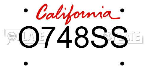 O748SS California License Plate