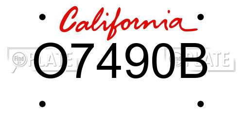 O7490B California License Plate