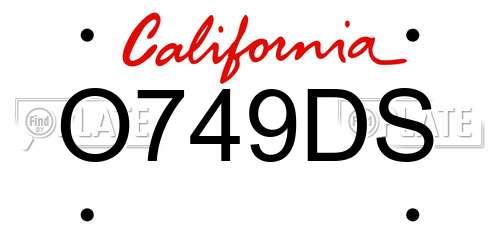 O749DS California License Plate