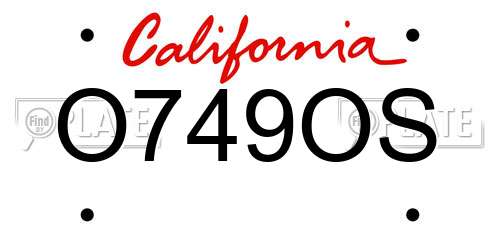 O749OS California License Plate