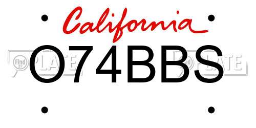O74BBS California License Plate