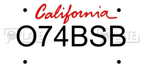 O74BSB California License Plate