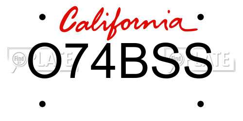 O74BSS California License Plate