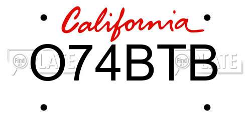 O74BTB California License Plate