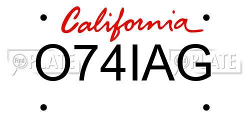 O74IAG California License Plate
