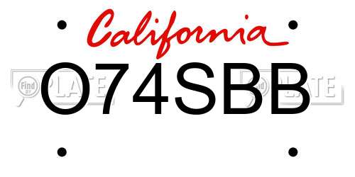 O74SBB California License Plate