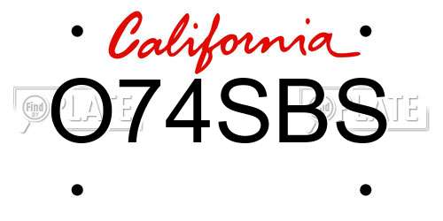 O74SBS California License Plate