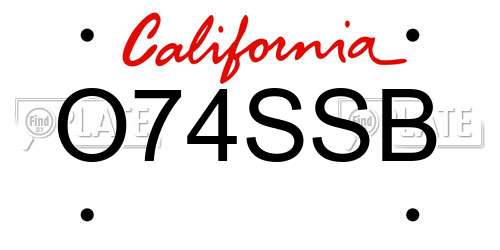 O74SSB California License Plate