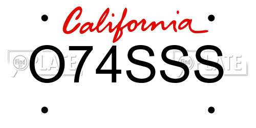 O74SSS California License Plate