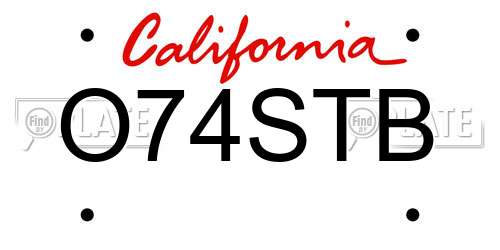 O74STB California License Plate