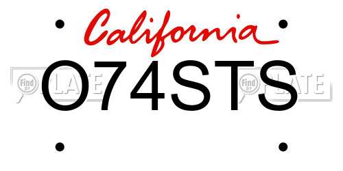 O74STS California License Plate